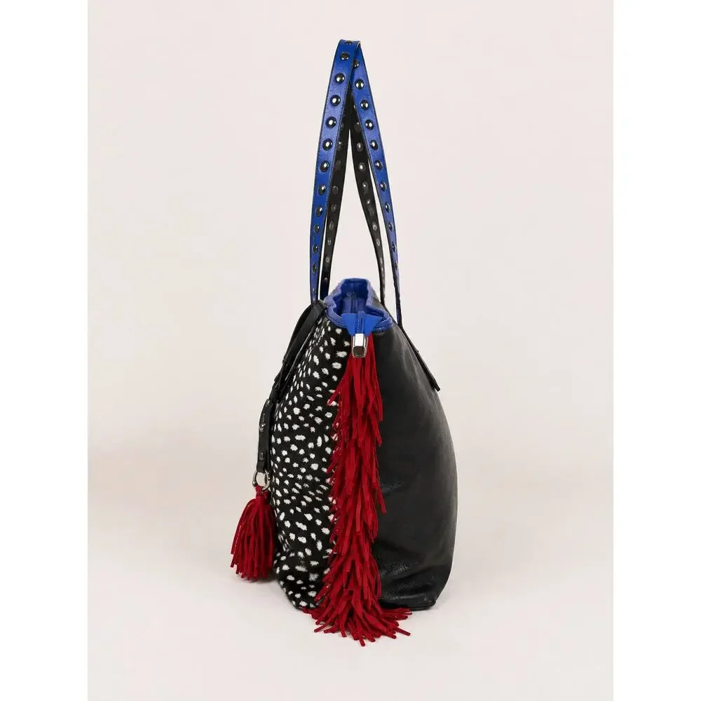 Asia Belluchi Made in Italy Leather & Calf Hair Fringe Tote Bag